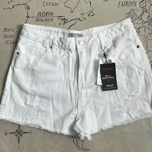 Primark damaged white denim shorts size 8